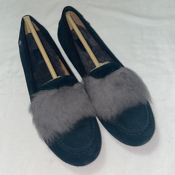 New Women's Ugg Wisp Suede Loafer in Black & Charcoal Size 6 - Picture 5 of 16
